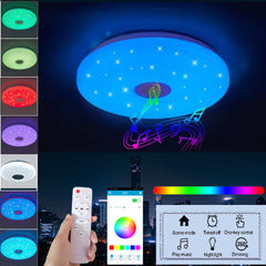 48W RGB LED Ceiling Light with Bluetooth Speaker & Remote, Music Sync, Dimmable & Smart App Control