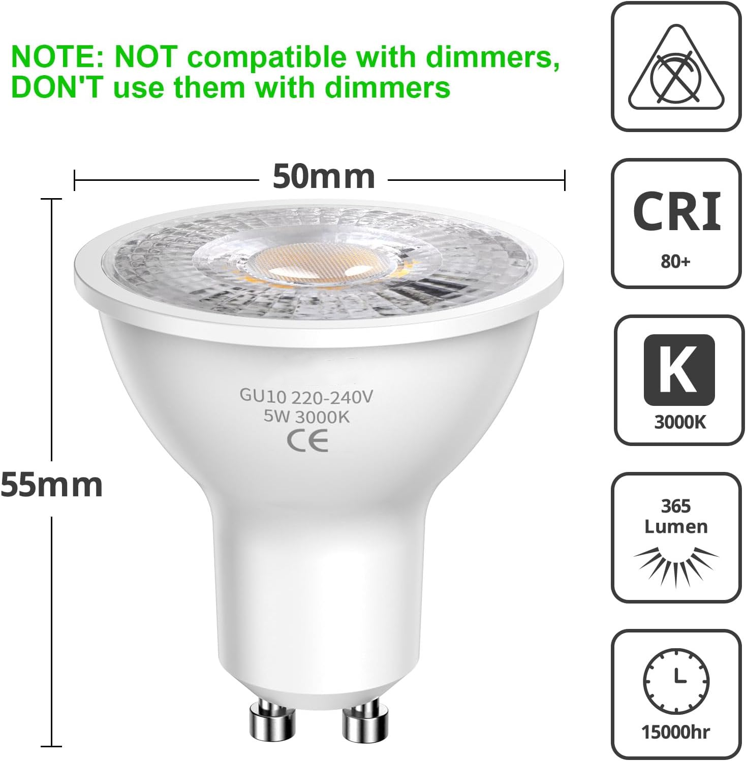 5W GU10 LED Bulb – Warm White