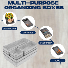 8-Piece Felt Drawer Organizer Set – Eco-Friendly Desk & Makeup Storage Trays (White)