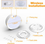 Motion Sensor Light Indoor, Battery Operated Ceiling Light, Battery Powered Shed Lights for Bathroom Porch Stairs Garage