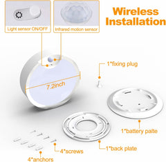 Wireless Motion Sensor Ceiling Light - Battery Powered, 80 LED, 400LM - Ideal for Bathroom, Garage, Hallway, Laundry, Stairs