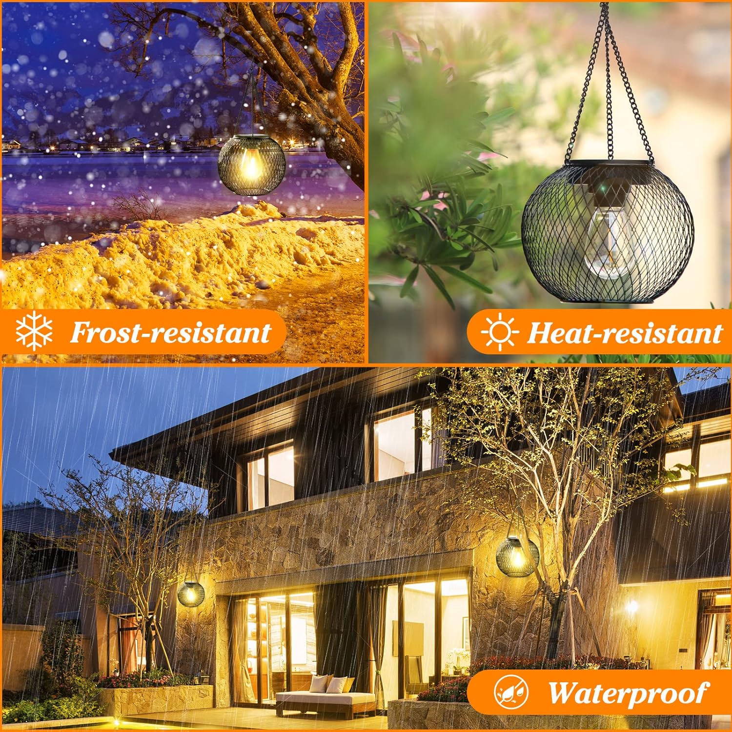2 Pack Solar Lanterns – Waterproof Hanging Garden Lights