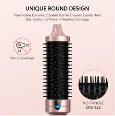 38mm Ceramic Ionic Thermal Brush – Heated Volumizing Curling Iron with LCD Display