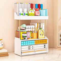 3 Tier Clear Cosmetic Organizer Large Vanity Storage with Drawers