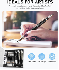 6PCS Mechanical Pencil Set – 0.5mm 0.7mm 0.9mm & 2mm Lead Holders with 12 Tube Refills