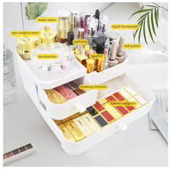 White Makeup Organizer Box with Drawers – Skincare & Cosmetic Storage Case