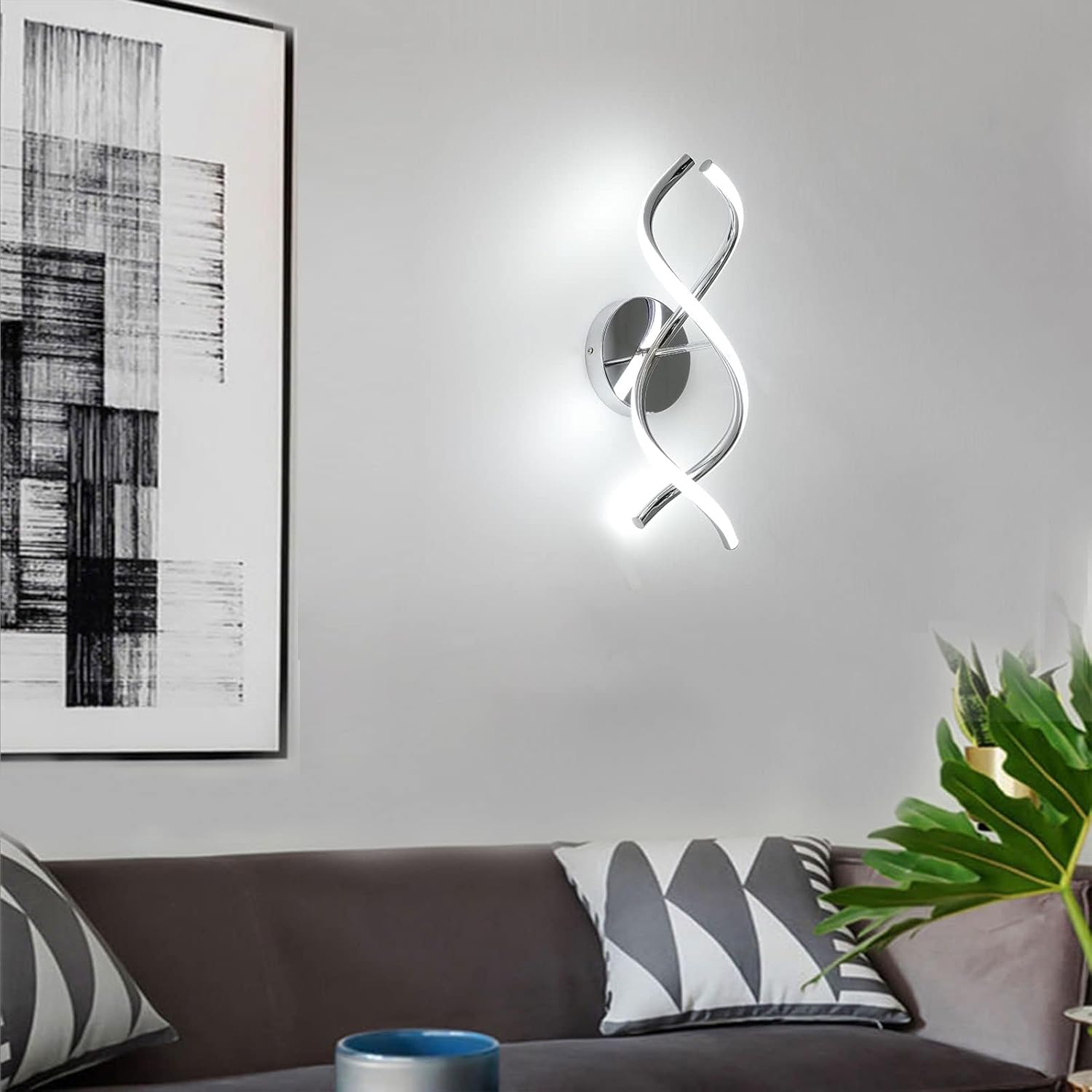 Modern Chrome Spiral LED Wall Lamp – 24W Cool White Light