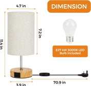 Touch Bedside Lamps Set of 2 with USB Ports