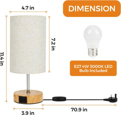 Touch Bedside Lamps Set of 2 with USB Ports
