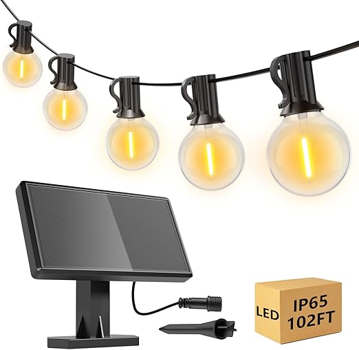 100FT Outdoor LED String Lights, Waterproof, 52 Bulbs