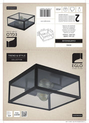 Eglo Charterhouse Black Steel Ceiling Light – Industrial E27 Pendant Lamp
