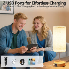 Touch Bedside Lamps Set of 2 with USB Ports