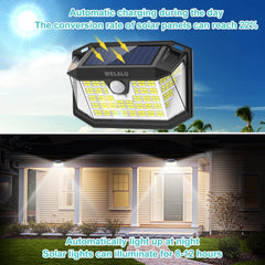 188 LED Solar Motion Sensor Security Light, Outdoor Waterproof Wall Light for Garden, Yard, and Garage