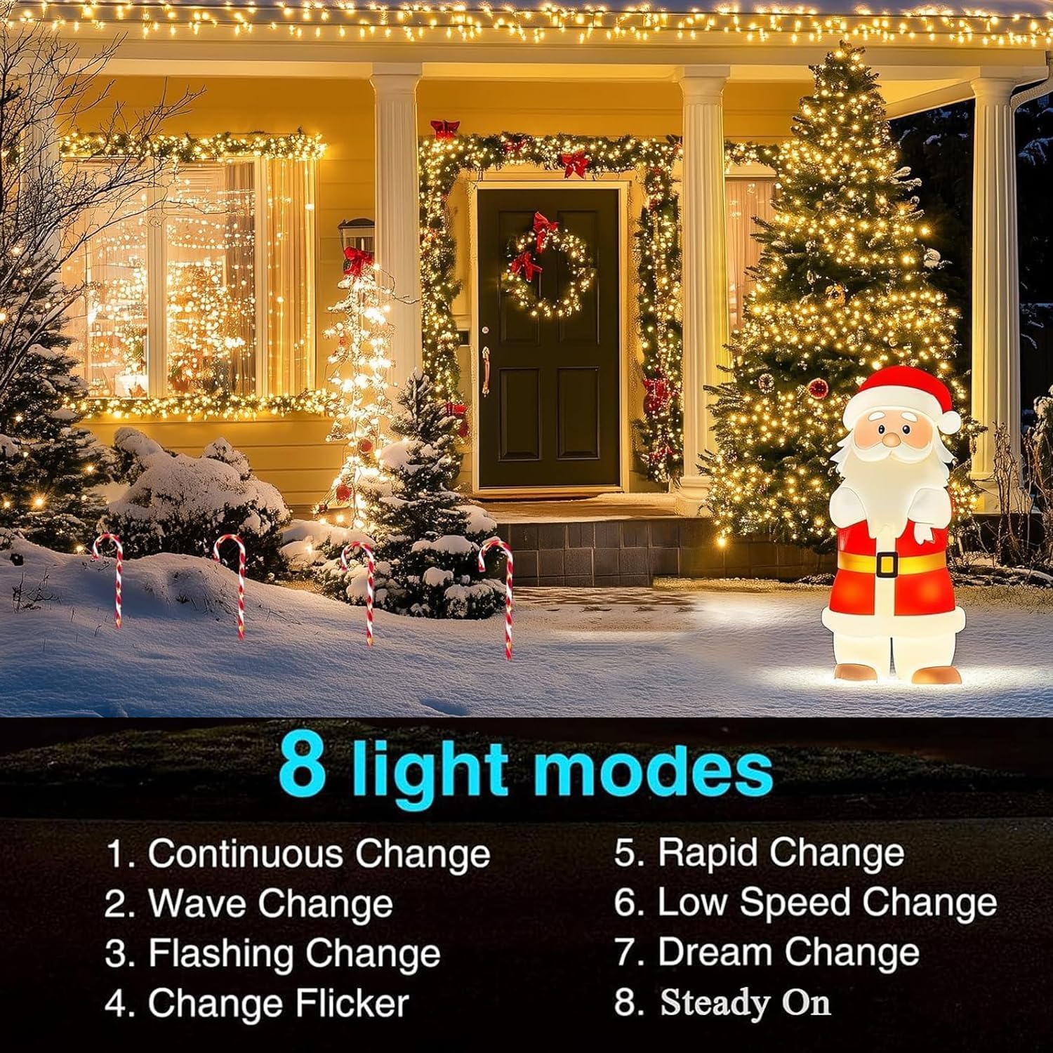 2 Pack Solar Christmas Fairy Lights 200 LED Outdoor