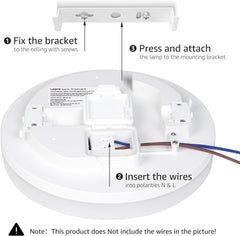 24W LED Ceiling Light, 5000K Daylight, IP54 Waterproof, 2400lm for Bathroom, Kitchen, Hallway