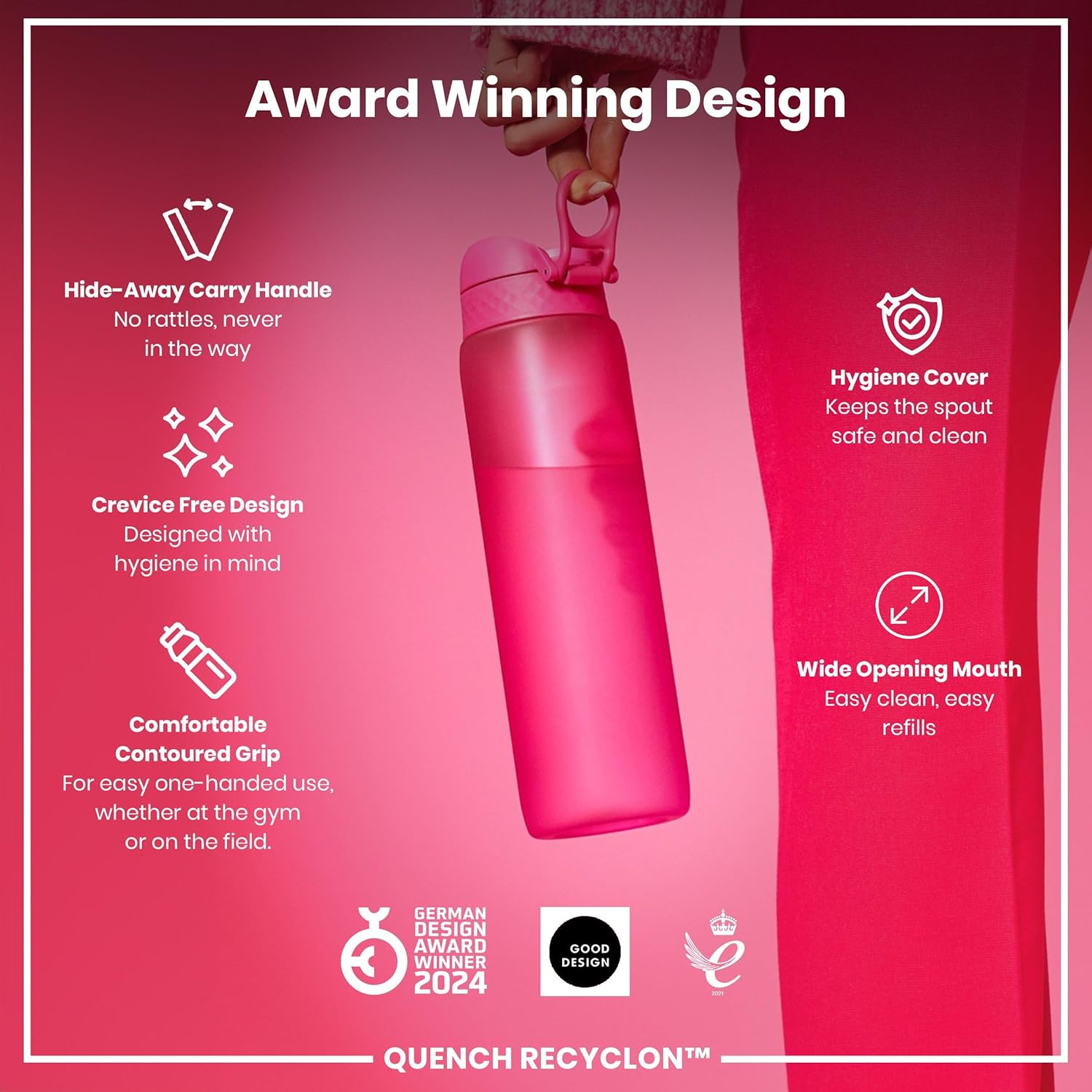 1L Motivational Water Bottle – Time Marked, Leakproof, BPA-Free, Flip Lid, Handle