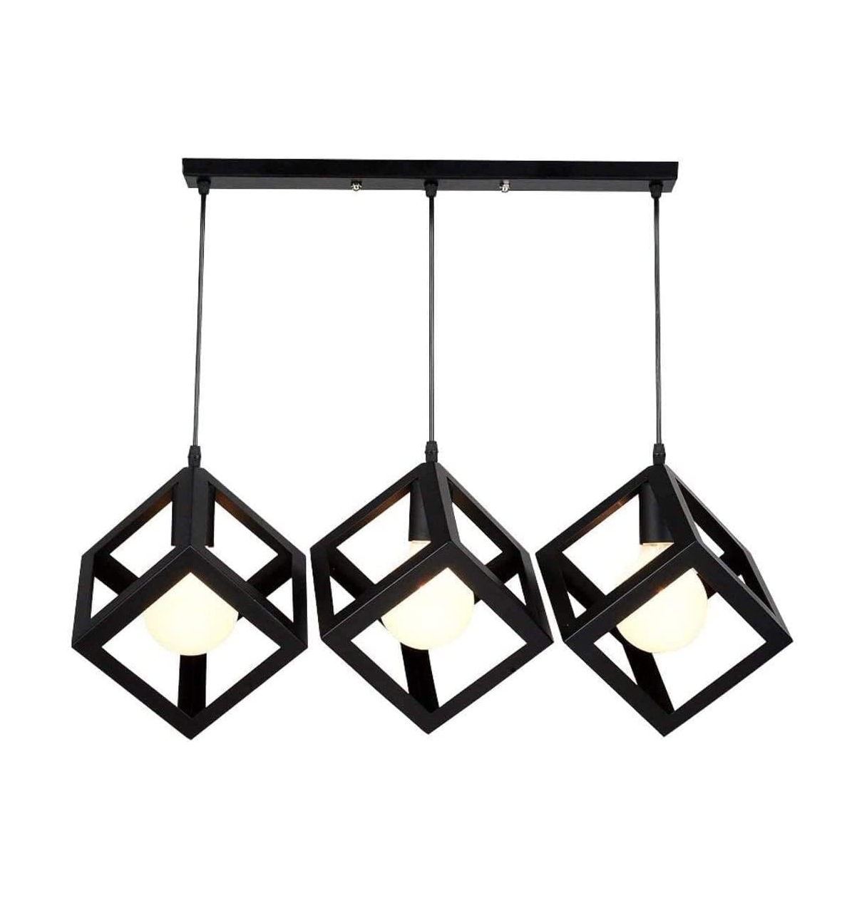 3-Light Cube Pendant Lamp – Modern Retro Chandelier for Bedroom, Living Room & Dining Room