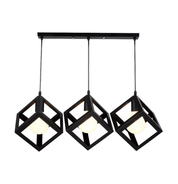 3-Light Cube Pendant Lamp – Modern Retro Chandelier for Bedroom, Living Room & Dining Room