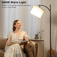 Modern Gold Standing Lamp with Adjustable Shade & Bulb