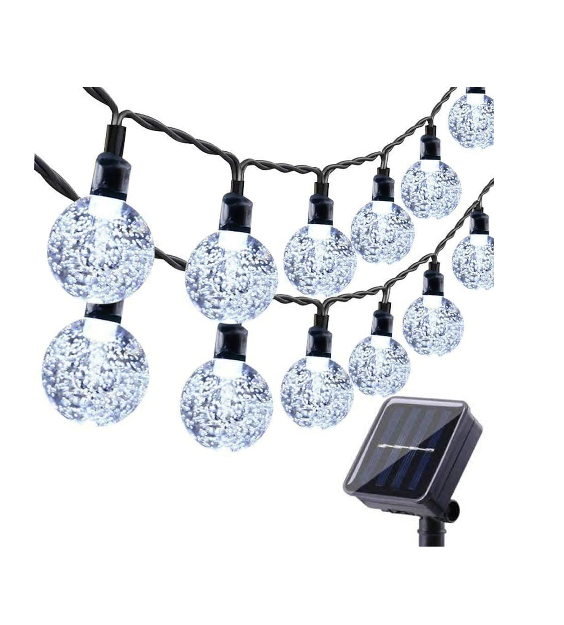 60 LED Solar Crystal Ball String Lights, 36ft White