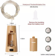 Buy 6, Get 6 Free - Battery-Operated Cork Shaped Bottle String Lights (20 LEDs, 2M) for Weddings & Parties