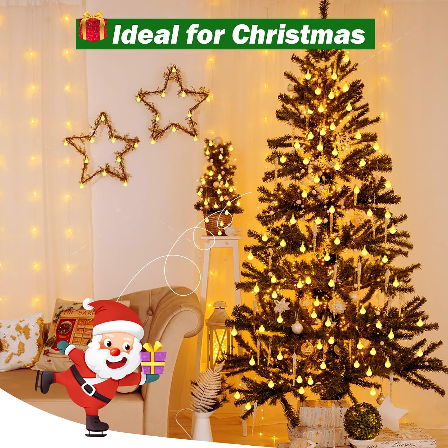 Battery Globe String Lights – 40 Warm White LEDs