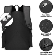 Anti-Theft Laptop Backpack – 15.6" USB Charging Travel & Work Rucksack Unisex