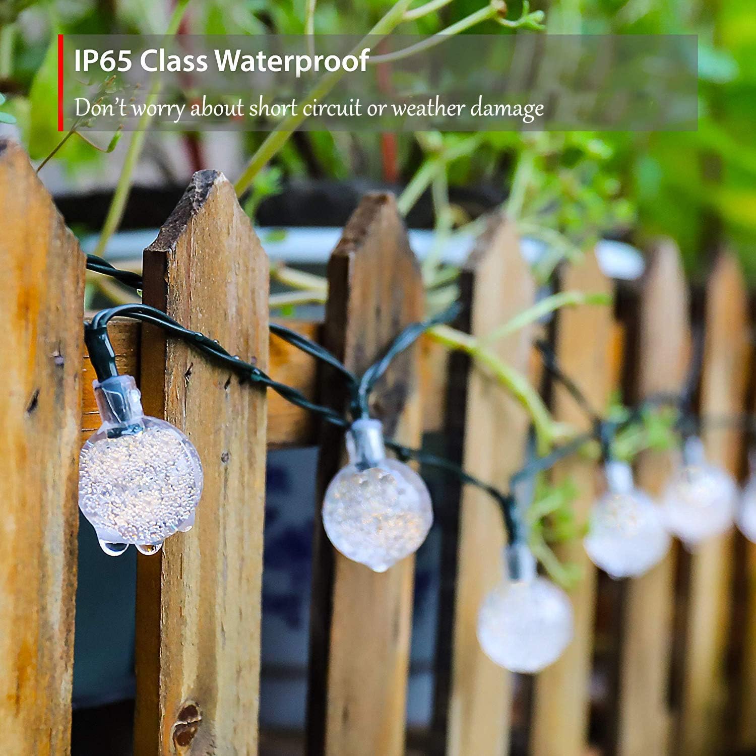 50 LED Solar Fairy Lights, Multi-Coloured, Waterproof, 23ft