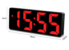 Digital LED Alarm Clock with Snooze, Temperature & Adjustable Brightness (Red)