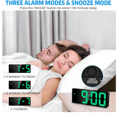 Digital LED Alarm Clock with Snooze, Temperature & Adjustable Brightness