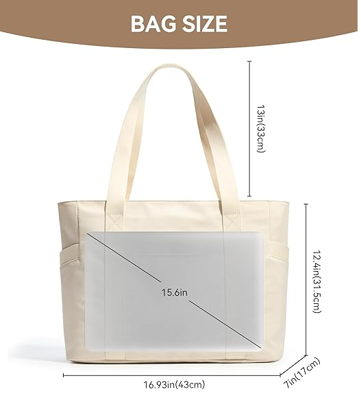 Women’s Large Work Tote Bag with 15.6” Laptop Compartment & Travel Sleeve