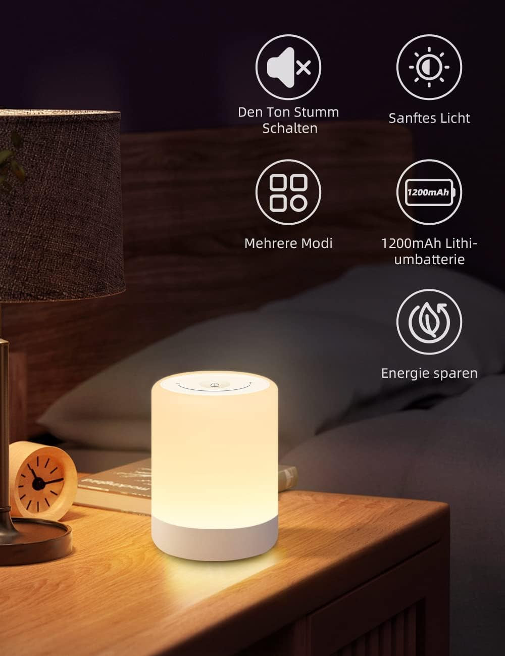 Rechargeable RGB Night Light with Touch Control Lamp