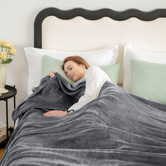 WAVVE Grey Fleece Sofa Throw Blanket – Soft, Warm & Fluffy Single Size 4ft x 5ft