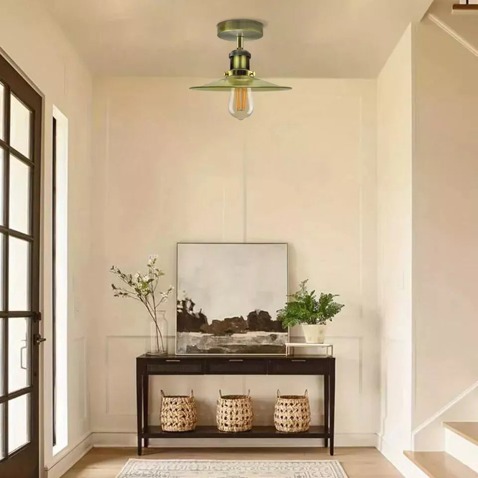Retro Vintage Industrial Flush Mount Ceiling Light – Warm E27 Lamp Fitting