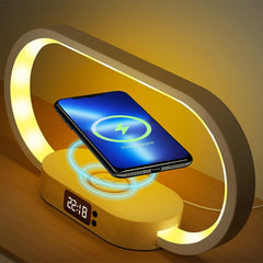 Wireless Charging Bedside Lamp with Touch Control, Dimmable LED Table Lamp with Clock, USB Night Light, 5 Color Temperatures