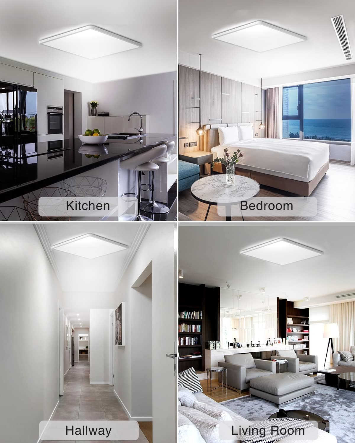 18W Square LED Ceiling Light – 1500LM, 5000K Daylight, IP54 Waterproof, Flush Mount Fixture (30cm) for Bathroom, Kitchen, or Bedroom