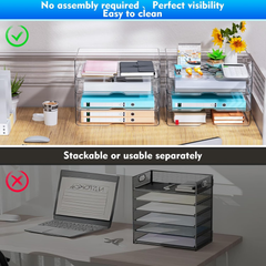 Pack of A4 Clear Acrylic Document Trays – Stackable Letter File Organiser, Transparent