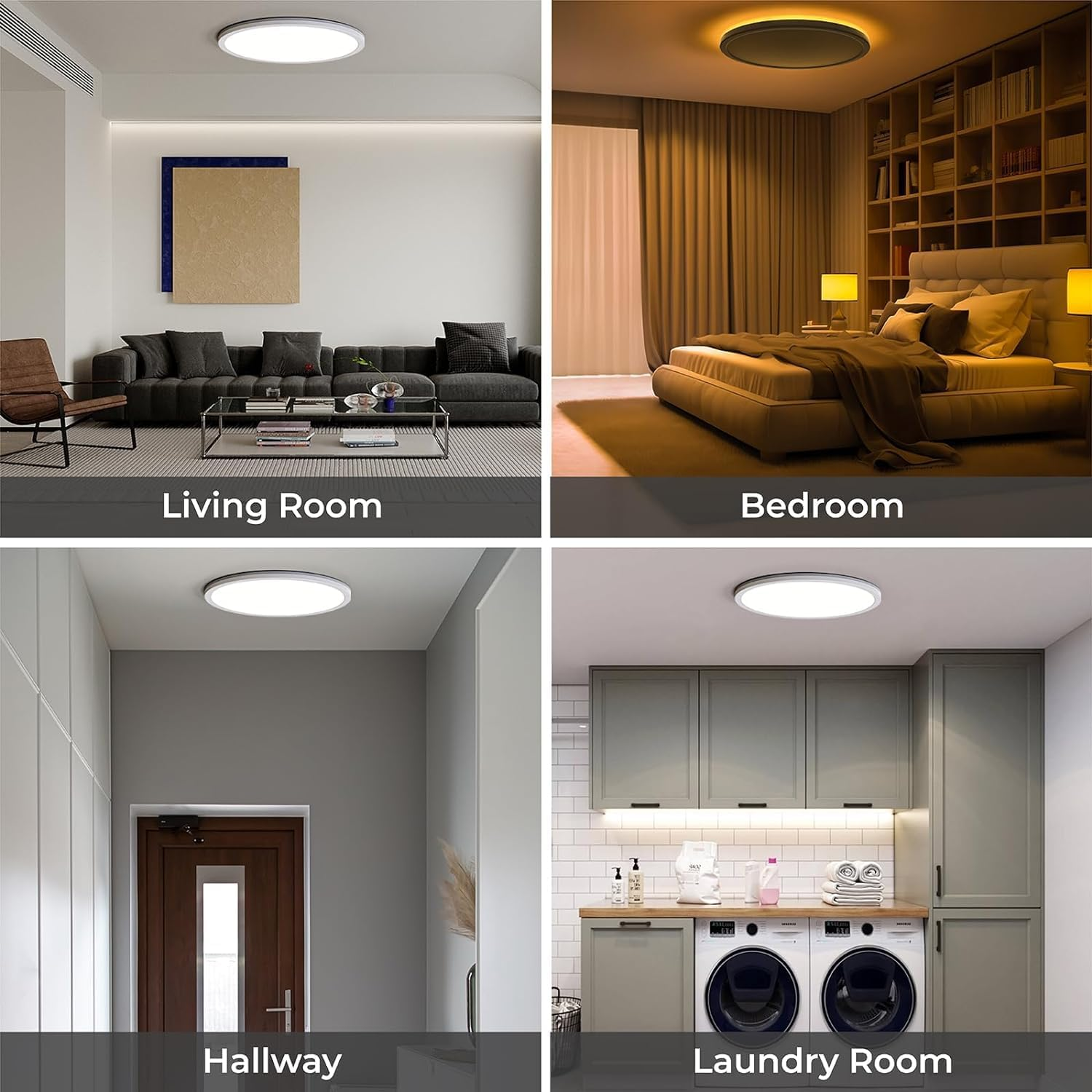 Dimmable LED Ceiling Light 24W with Remote – Adjustable Color Temperature (3000K-6500K) & Night Light Mode for Bedroom, Living Room, Kitchen
