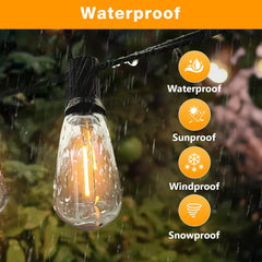 49FT Festoon Lights Outdoor - 40W Garden Patio String Lights with 3000K Warm White ST64 Waterproof LED Bulbs