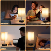 Touch Control Bedside Lamp – 3-Way Dimmable Table Light with Linen Shade & Bulb
