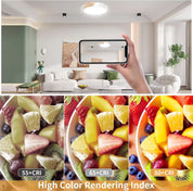 Wooden LED Ceiling Light, Dimmable Modern Fixture with Remote