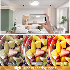 Wooden LED Ceiling Light, Dimmable Modern Fixture with Remote