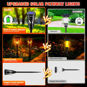 Solar Torch Lights – 6 Pack, Flickering Flame & Steady Modes, Waterproof Outdoor Garden Lights