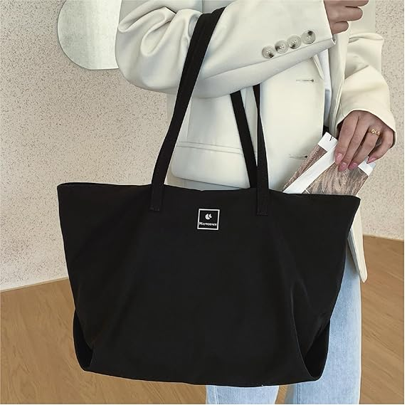 Women’s Canvas Tote Bag – Casual School Handbag & Crossbody Shoulder Bag