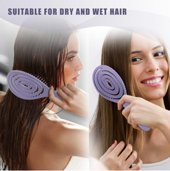 Anti-Tangle Detangling Hair Brush for Wet & Dry Hair, Spiral Massaging Brush, Purple