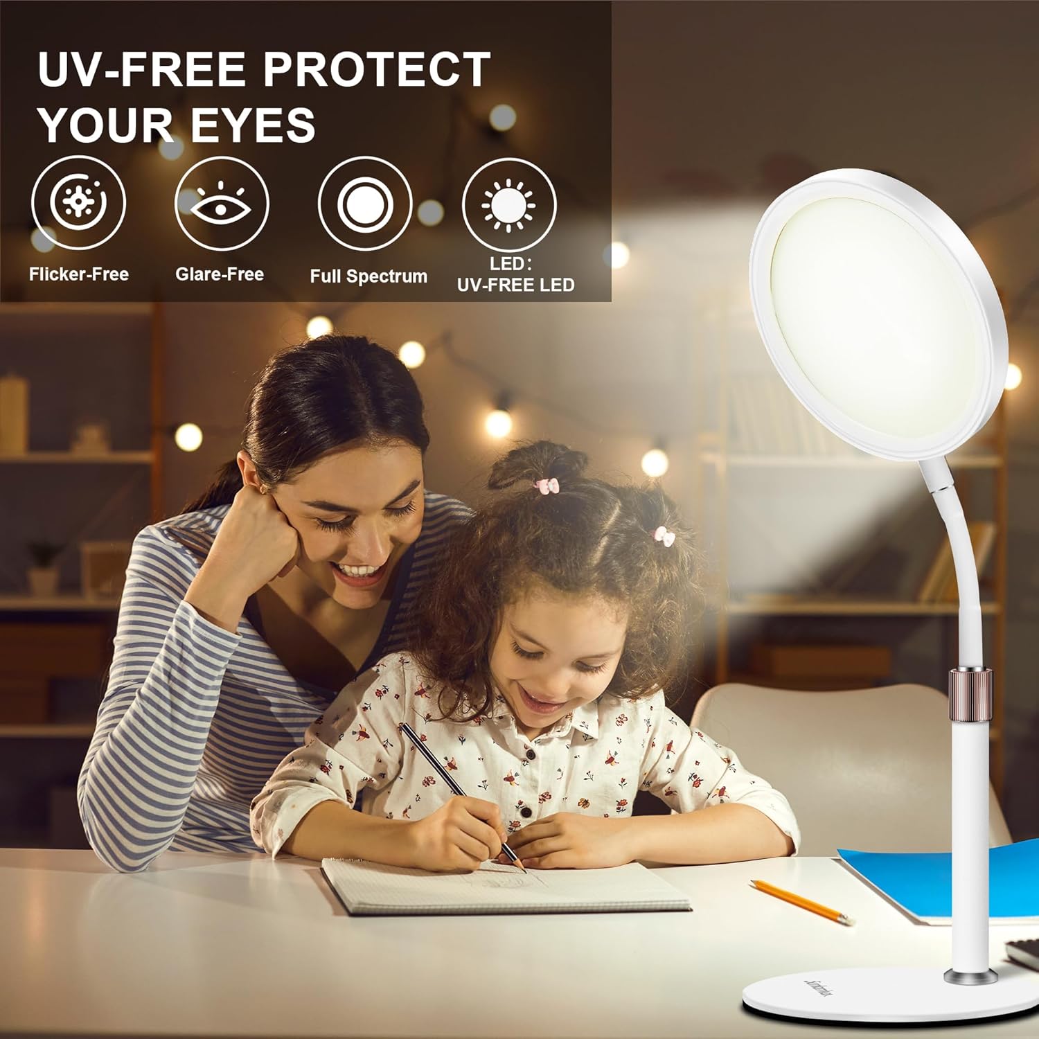 SAD Light Therapy Lamp – 10,000 Lux UV-Free Light for Mood & Energy Boost