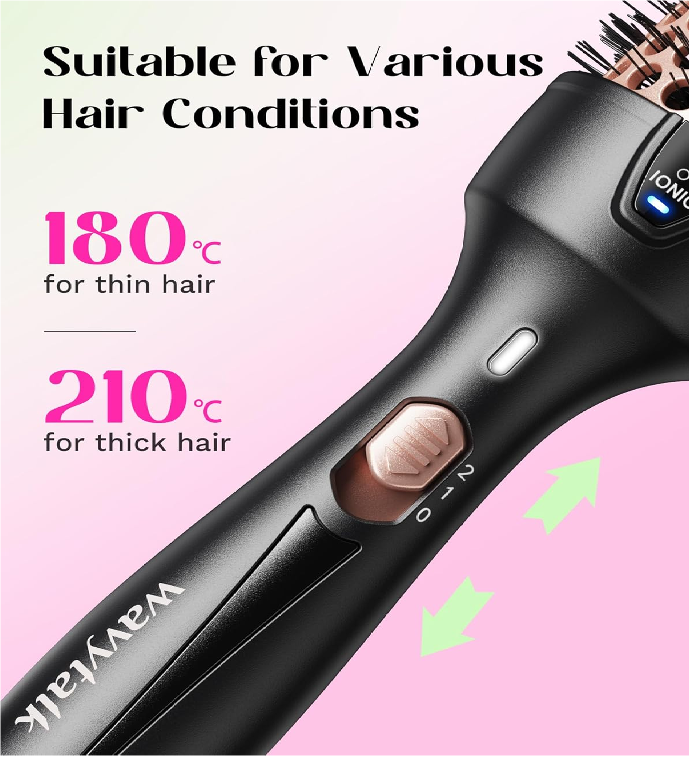 Ionic Thermal Brush – Heated Round Hot Brush for Smooth Blowouts & Curls (Rose Gold)
