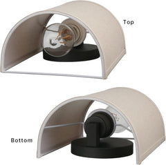 Vintage Industrial Wall Sconce with Linen Fabric Shade