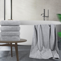 POLYTE Microfibre Bath Towels 4-Pack – Quick Dry, Lint-Free, 76x145cm, Grey