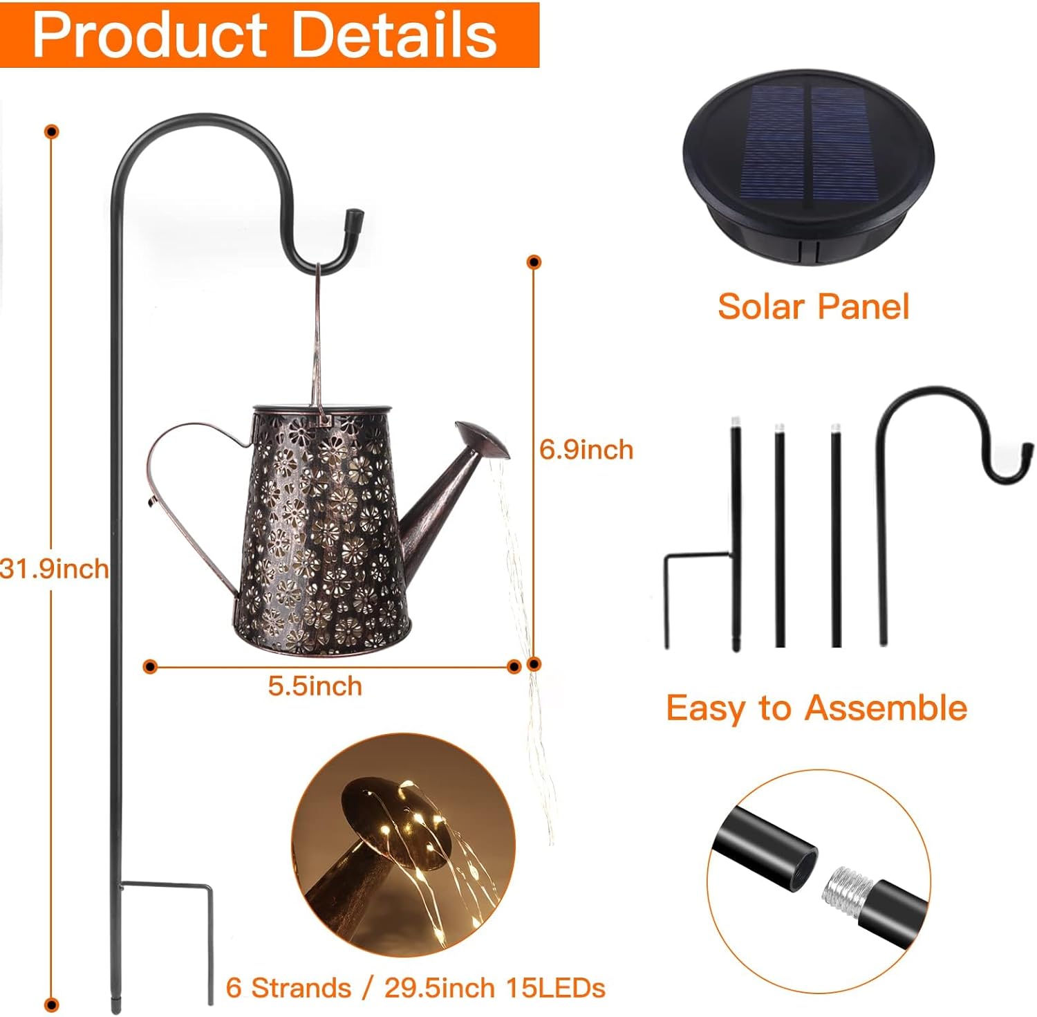 Solar Watering Can Garden Light – 90 LED Outdoor Decor